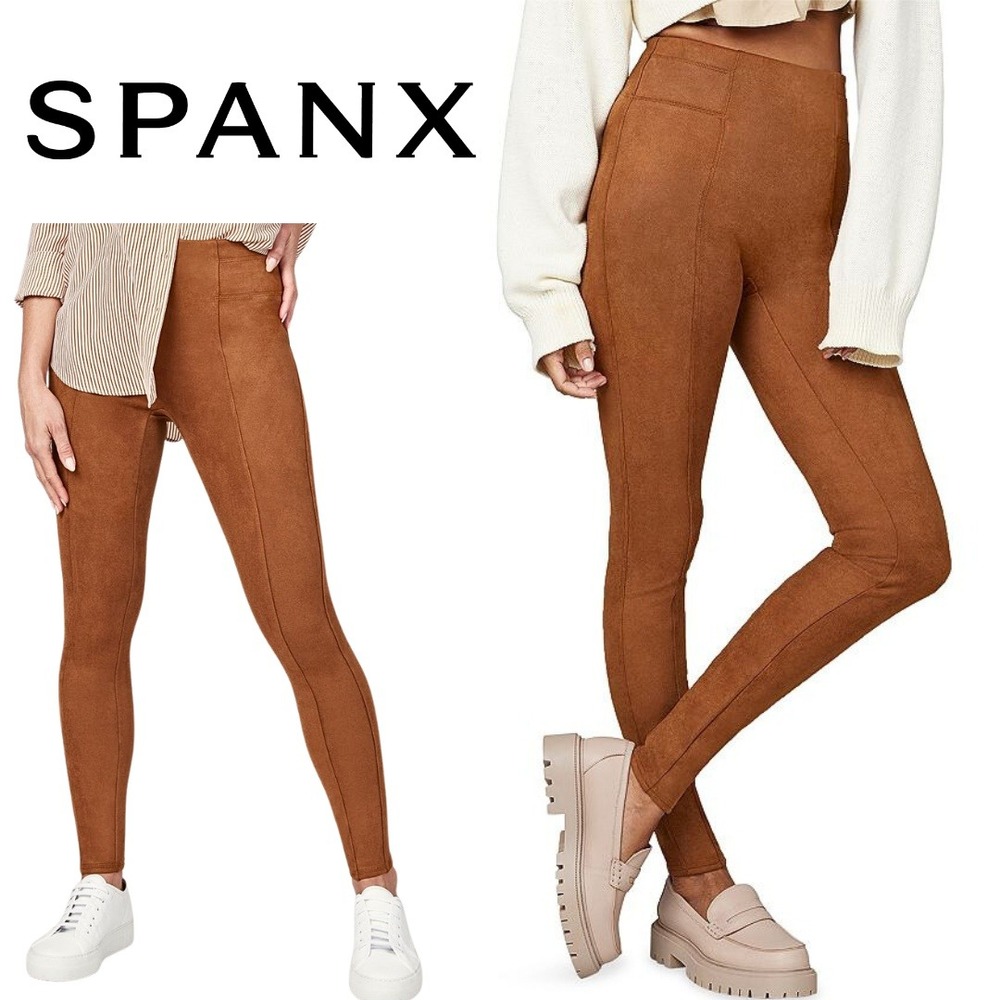Spanx, Faux Suede High‎ Waisted Leggings Brown Size Large